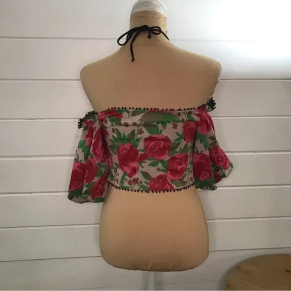 NWT Anthropologie Frida Off Shoulder Floral Halter Top in Rose Combo, XXS - Picture 13 of 13